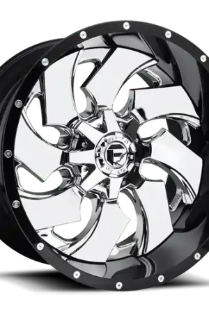 Authentic Fuel 2PC D240 CLEAVER 6X135/6X139.7 20X9 +20 CHROME PLATED GLOSS BLACK LIP
