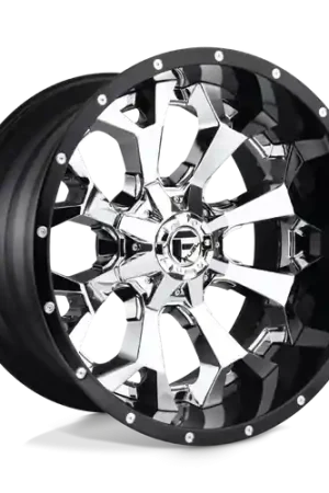 Hassle-Free Returns Fuel 2PC D246 ASSAULT 8X165.1 20X10 -18 CHROME PLATED GLOSS BLACK LIP