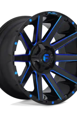 Fuel 1PC D644 CONTRA 8X180 20X10 -18 GLOSS BLACK BLUE TINTED CLEAR Viral