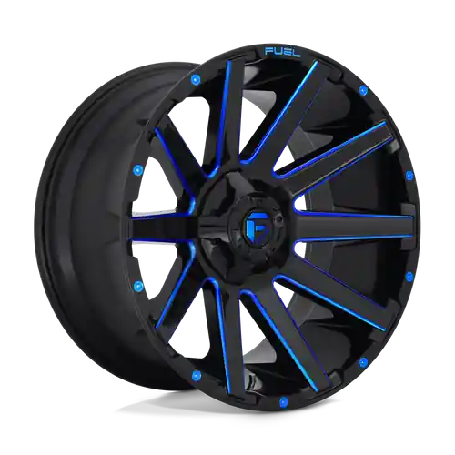 Fuel 1PC D644 CONTRA 8X180 20X10 -18 GLOSS BLACK BLUE TINTED CLEAR Viral
