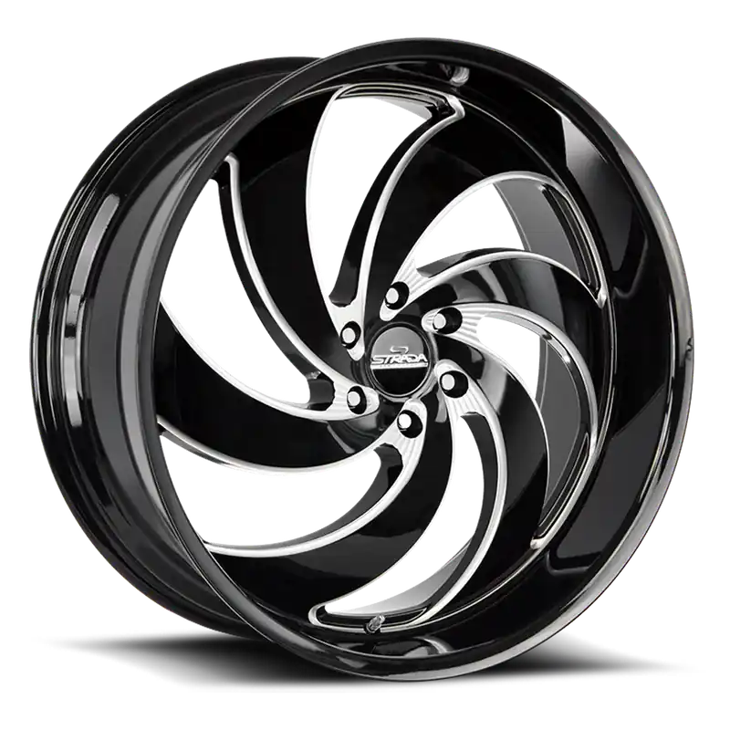 Place Order Strada Street Classics C06 Retro 6 Wheel 24x10 6x139.7 Gloss Black Milled 24mm - FREE T-SHIRT INCLUDED!