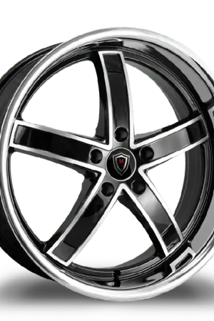 Popular Marquee M5330A Wheel 20x10.5 5x120 Black Machined w/ Stainless Lip 40mm - FREE T-SHIRT INCLUDED!