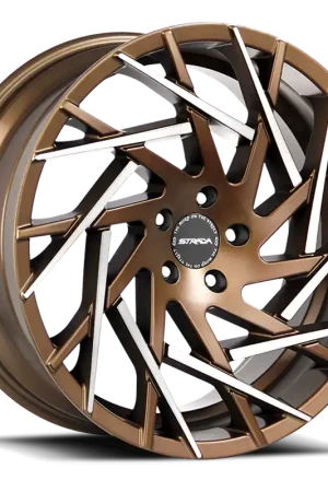 Top Pick Strada S64 Nido Wheel 22x9 5x114.3 Bronze w/ Machined Tips 35mm - FREE T-SHIRT INCLUDED!