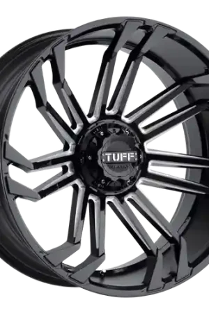 Tuff T21 6X135 24X11 -25 GLOSS BLACK W/ MILLED SPOKES Free Returns