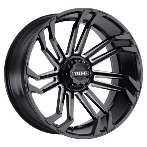 Tuff T21 6X135 24X11 -25 GLOSS BLACK W/ MILLED SPOKES Free Returns