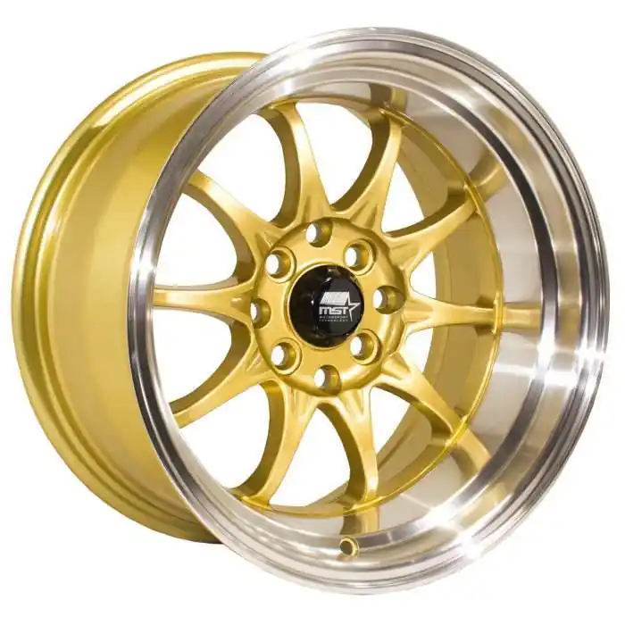 Reduced Price Mst Mt11 Wheel 17x9 5x100 & 5x114.3 Gold w/ Machined Lip 20mm