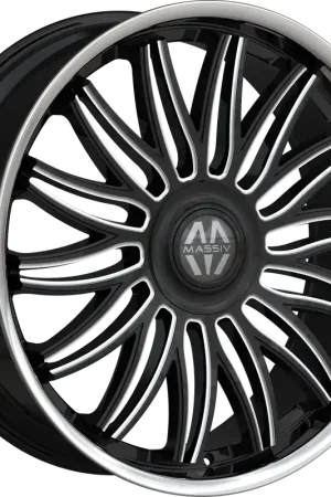Massiv 928 Wheel 22x9 5x115 & 5x120 Black Milled w/ Stainless Lip And Floating Cap 15mm Limited Offer