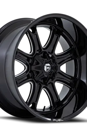 Luxury Fuel Darkstar Wheel 22x9 8x165.1 Gloss Black Milled 1mm - FREE T-SHIRT INCLUDED!