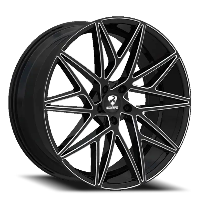 Ravetti M5 Wheel 22x8.5 5x120 Black And Milled 15mm - FREE T-SHIRT INCLUDED! Wholesale