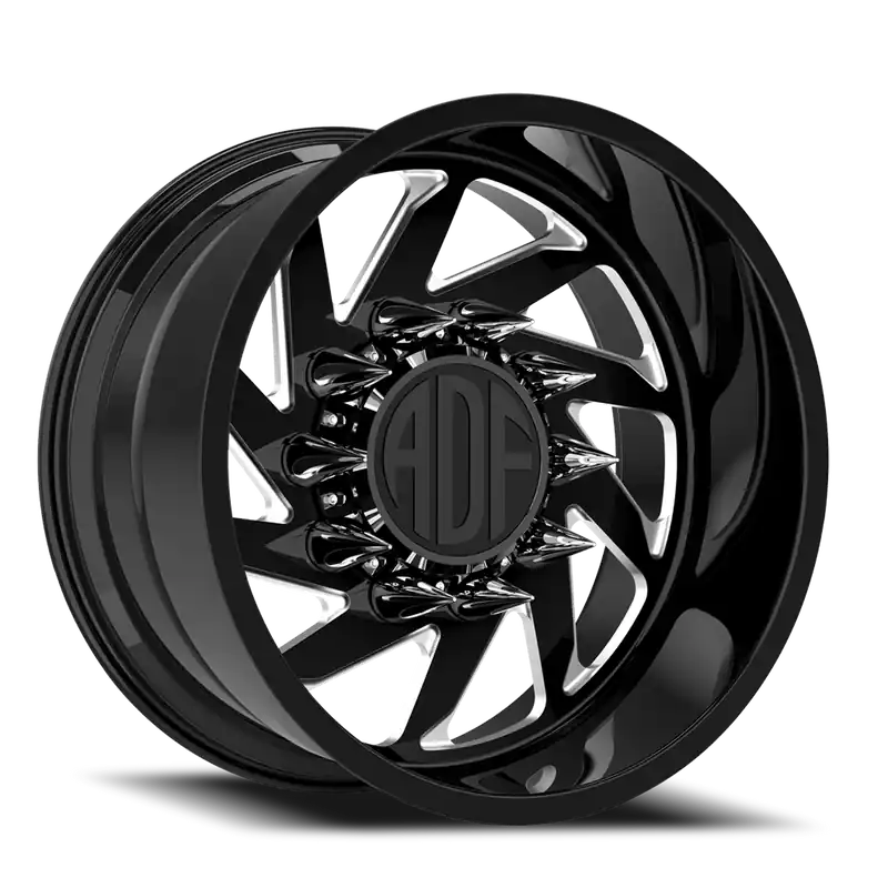 Time-Limited Adf Contractor Left Wheel 24x14 5x150 Gloss Black/Machined -76mm - MINIMUM PURCHASE OF 4 - FREE T-SHIRT INCLUDED!