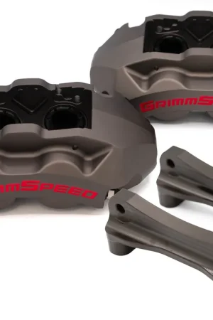 GrimmSpeed 4-Piston Brake Caliper Kit (340mm Rotor) - Gunmetal Gray - 2002-2021 Subaru WRX / STI Don’t Miss Out