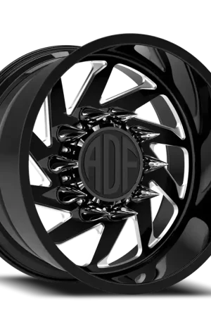 Flash Sale Adf Contractor Left Dually Wheel 24x12 8x200 Gloss Black/Machined -40mm - MINIMUM PURCHASE OF 4 - FREE T-SHIRT INCLUDED!