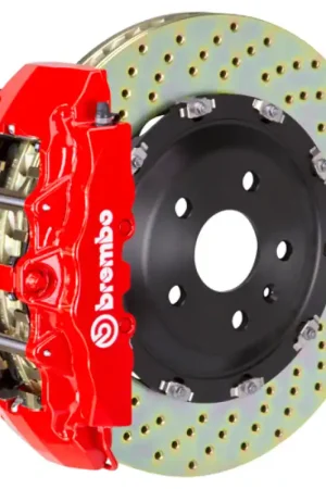 Brembo 11-23 Charger w/V8 Exc AWD/SRT8 Fr GT BBK 6Pis Cast 380x34 2pc Rotor Drilled-Red Secure Checkout