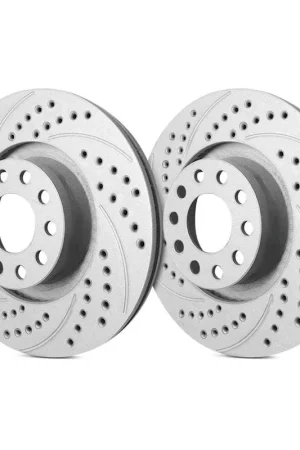Affordable SP Performance Rear Vented 8 Lug Double Drilled and Slotted Gray ZRC Brake Rotors PLA S55-075