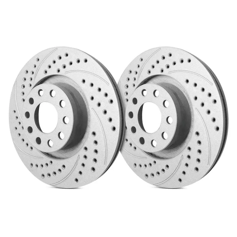 Affordable SP Performance Rear Vented 8 Lug Double Drilled and Slotted Gray ZRC Brake Rotors PLA S55-075