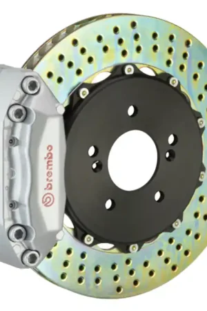 Brembo 01-07 C-Class Rear GT BBK 4 Piston Cast 2pc 328x28 2pc Rotor Drilled-Silver Free Returns