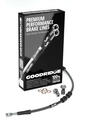 Goodridge 16-17 HD FLSTFBS Fat Boy S (w/ABS) -4in Black Brake Line Kit w/Stainless Steel Fittings Clearance