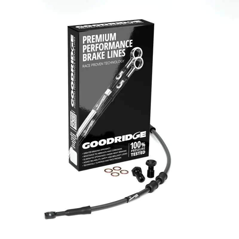 Goodridge 02-03 HD XL883R -4in Black Brake Line Kit w/Black Fittings Limited Offer