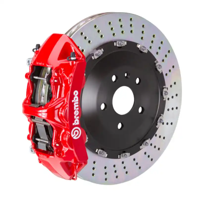 Brembo 15-23 Mustang GT (S550) Front GT BBK 6 Piston Cast 405x34 2pc Rotor Drilled-Red Weekend Sale