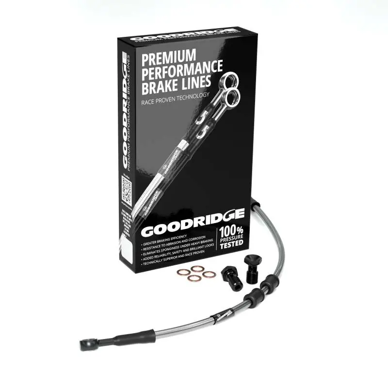 Goodridge 00-05 HD FXD/C +2in Clear Brake Line Kit w/Stainless Steel Fittings Markdown