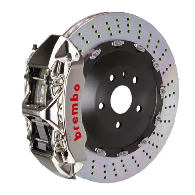 Premium Brembo 08-15 Land Cruiser/LX570 Front GTR BBK 6 Piston Billet 405x34 2pc Rotor Drilled- Nickel