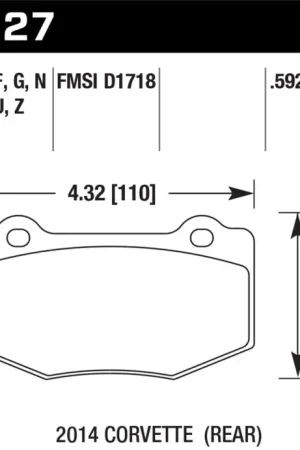 Hot Picks Hawk 2014 Chevrolet Corvette HPS 5.0 Rear Brake Pads