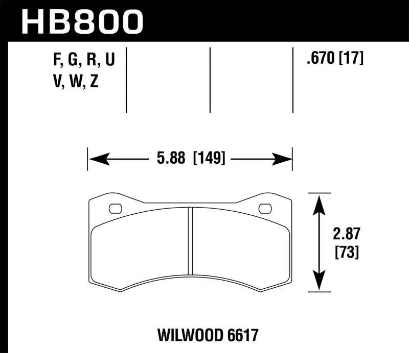 Hawk Willwood 6617 DTC-60 Race Brake Pads Genuine