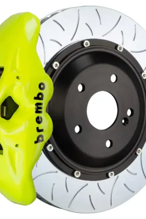 Brembo 06-09 997.1 GT3 Rr GT BBK 4Pis Cast 380x28 2pc Rotor Slotted Type3-Fluo. Yellow Clearance