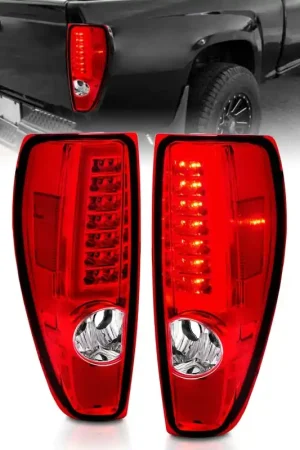 Handmade ANZO 2004-2012 Chevrolet Colorado/ GMC Canyon LED Tail Lights w/ Light Bar Chrome Housing Red/Clear