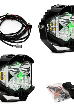 LP4 Pro LED Auxiliary Light Pod Pair Light Pattern Driving/Combo Green Backlight Baja Designs Free Shipping