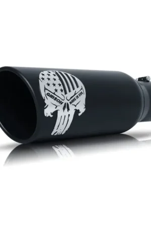 Genuine Gibson Patriot Skull Rolled Edge Angle-Cut Tip - 6in OD/4in Inlet/18in Length- Black Ceramic