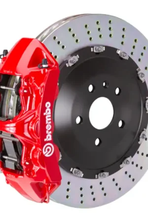 Fresh Stock Brembo 03-07 Cayenne/S/Turbo Front GT BBK 6 Piston Cast 405x34 2pc Rotor Drilled-Red
