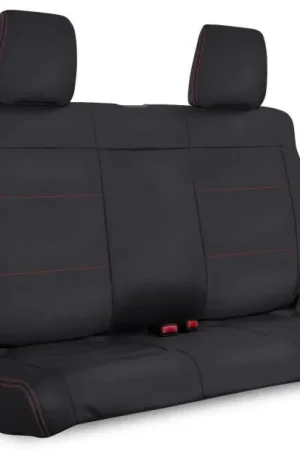 PRP 08-10 Jeep Wrangler JKU Rear Seat Cover/4 door - Black with Red Stitching Buy Today