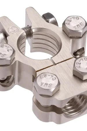 Popular Projecta BT820H-P1 Forged Heavy Duty Satin Saddle Terminal Clamp with Dual Auxiliary Connections, Positive