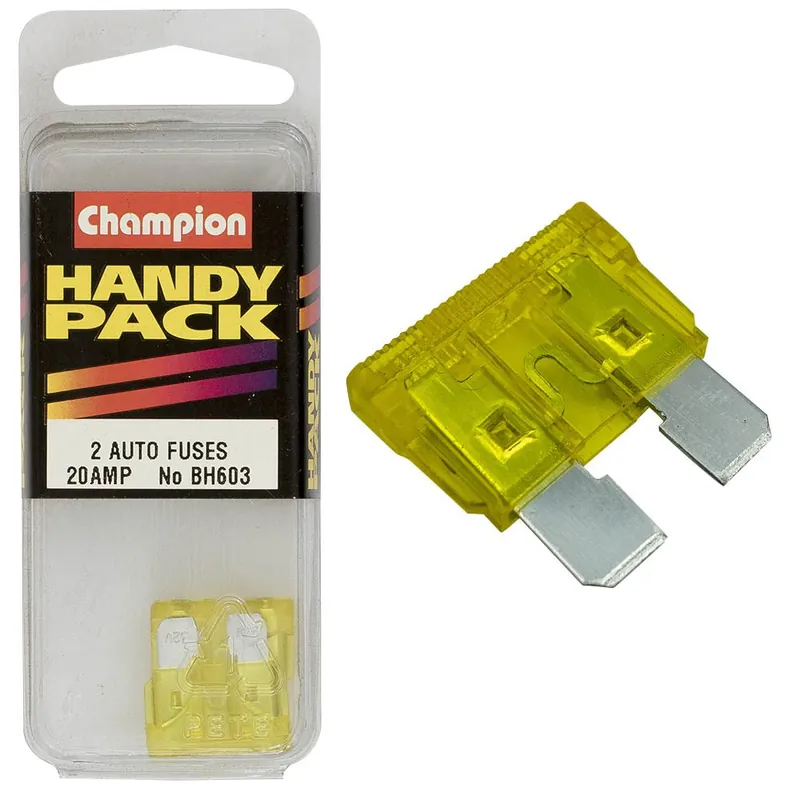 Champion Pack of 2 20A Yellow AF Blade Fuses - BH603 Same Day Shipping