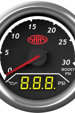 SAAS SG611230 Trax Series Dual Gauge - Boost 0-30 Psi\\/Oil Pressure 140 Psi Analogue\\/Digital Big Sale
