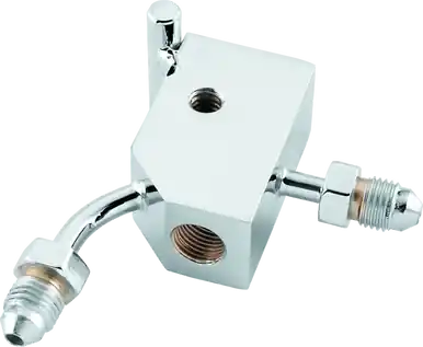 Place Order Twin Power Chrome Brake Tee 90 Degree Male AN3 W 1/8 NPT Port Custom - 035976