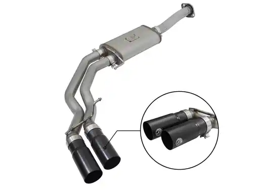 aFe Power Rebel Series 3in to 2-1/2in Stainless Steel Cat-Back Exhaust w/Black Tip for Ford F-150 2015-2023 V6-2.7L/3.5L (tt) & V8-5.0L #49-43081-B Fresh Stock