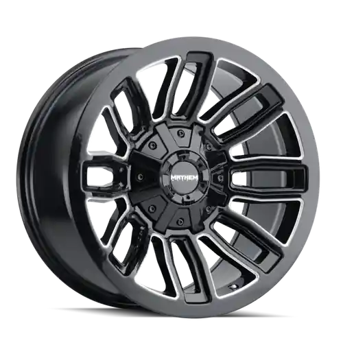 Express Delivery Mayhem 8108 Decoy 20x9 / 5x139.7 BP / 18mm Offset / 110mm Hub Black w/ Milled Spokes Wheel