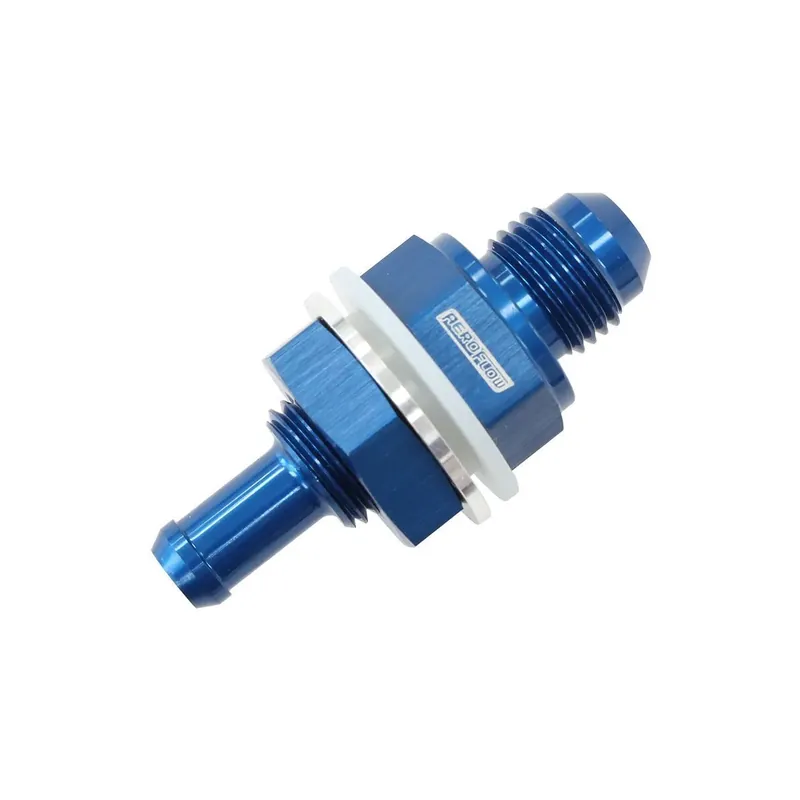 Professional Grade Aeroflow Fuel Cell Bulkhead Fitting -6AN to 5/16" Barb - Black