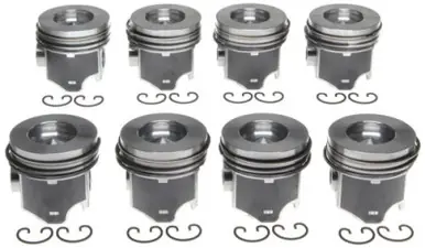 Mahle OE Ford IHC T444E Navistar 445 V8 7.3L Direct Injection Turbo Piston Set (Set of 8) - 2243163030 Fan Favorite