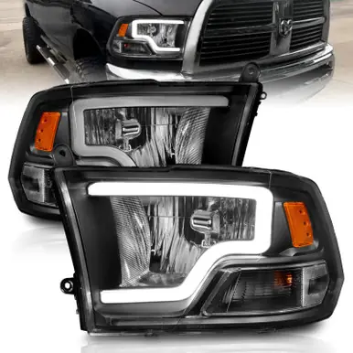 ANZO 2009-2018 Dodge Ram 1500 Crystal Headlights w/ Light Bar Black Housing - 111515 Top Rated