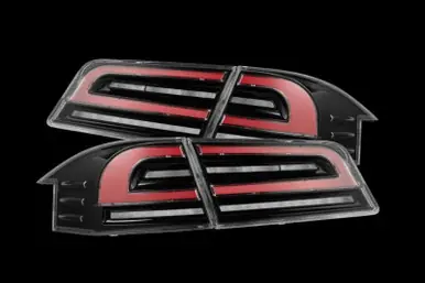 AlphaRex 12-21 Tesla Model S LUXX-Series LED Tail Lights - Black/Red - 601130 Budget