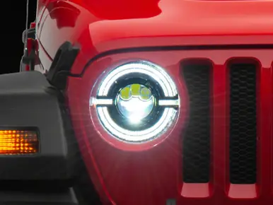 Fast Shipping Raxiom 18-23 Jeep Wrangler JL Axial Series 9-In LED Angel Eye Headlights- Blk Housing (Clear Lens) - J167045