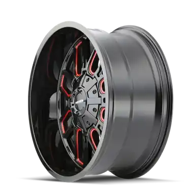 Exclusive Mayhem 8107 Cogent 18x9 / 6x135 BP / 0mm Offset / 106mm Hub Black w/ Prism Red Wheel - 8107-8937BTR