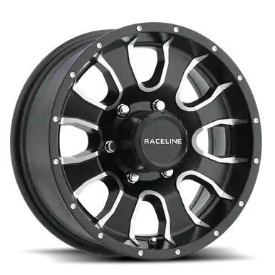 Raceline 860M Mamba 14x6in / 5x114.3 BP / 0mm Offset / 3.19mm Bore - Black & Machined Wheel - 860M-46012 Trusted Brand