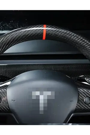 Tesla Model 3 & Y Carbon Fiber Steering Wheel Top Cap | Palenon Performance | Graveyard Performance Free Shipping
