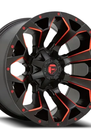 Save Now Fuel Assault D787 20x10 -18 5x114.3/5x127mm 78.1mm Matte Black Milled-Red Tint