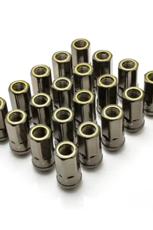 Wheel Mate Muteki HR50 Open End Lug Nuts - Titanium Chrome w/ Yellow Ring 14x1.50 Exclusive Offer