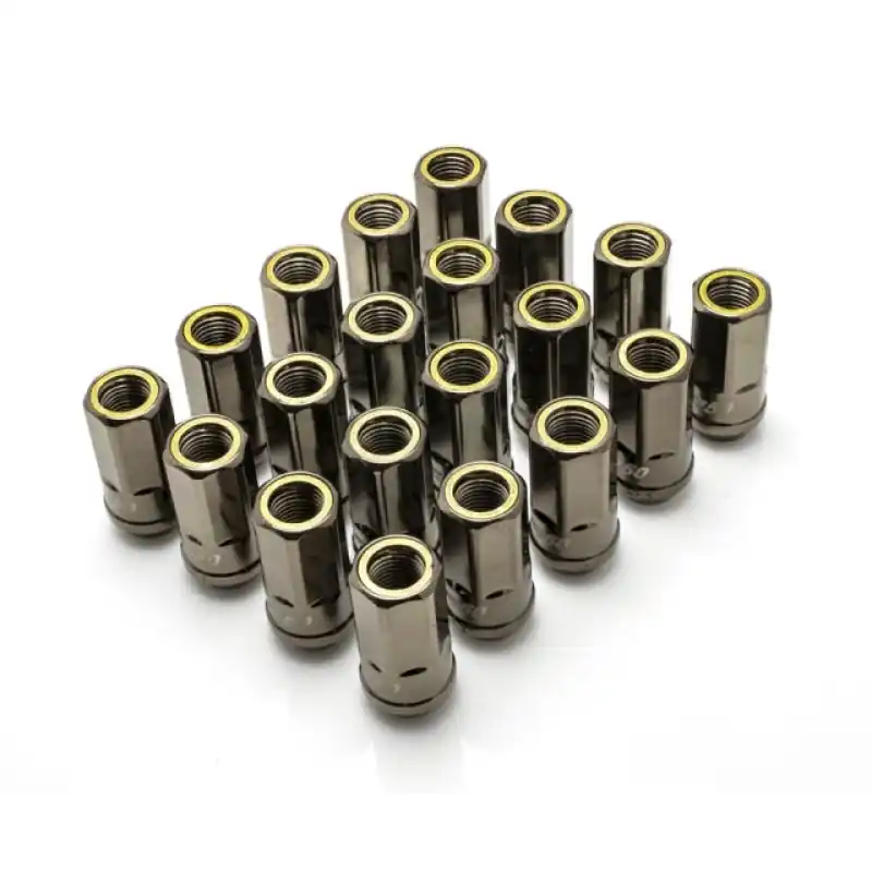 Wheel Mate Muteki HR50 Open End Lug Nuts - Titanium Chrome w/ Yellow Ring 14x1.50 Exclusive Offer